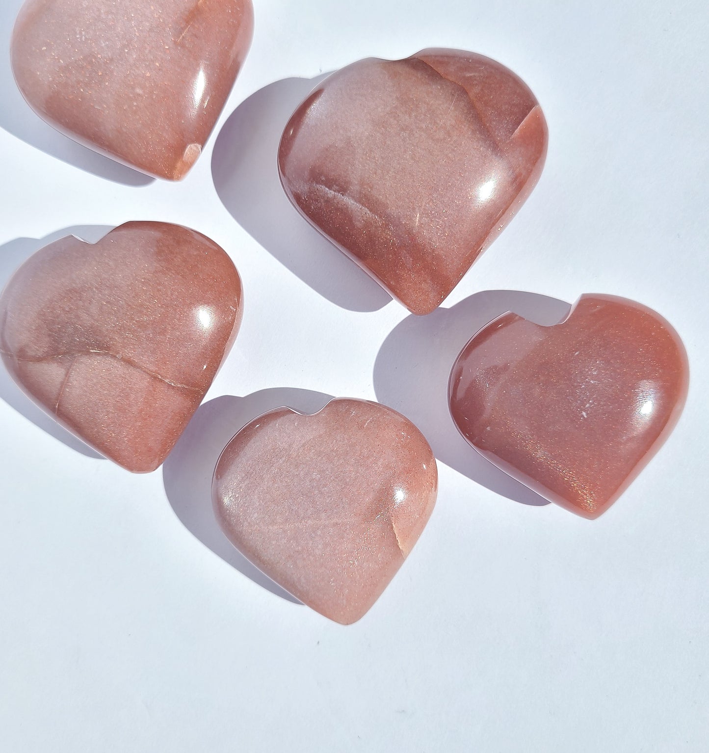 Rose Gold Moonstone heart (Peach Moonstone X Sunstone)