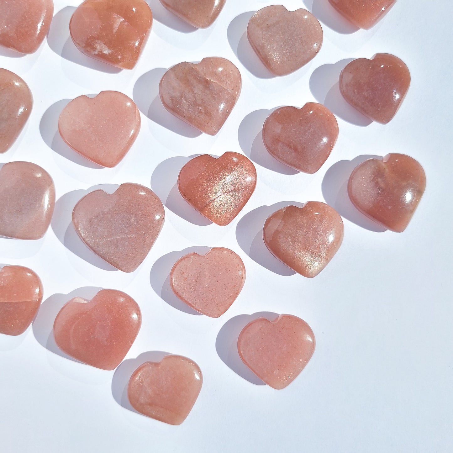 Rose Gold Moonstone mini heart (Peach Moonstone X Sunstone)
