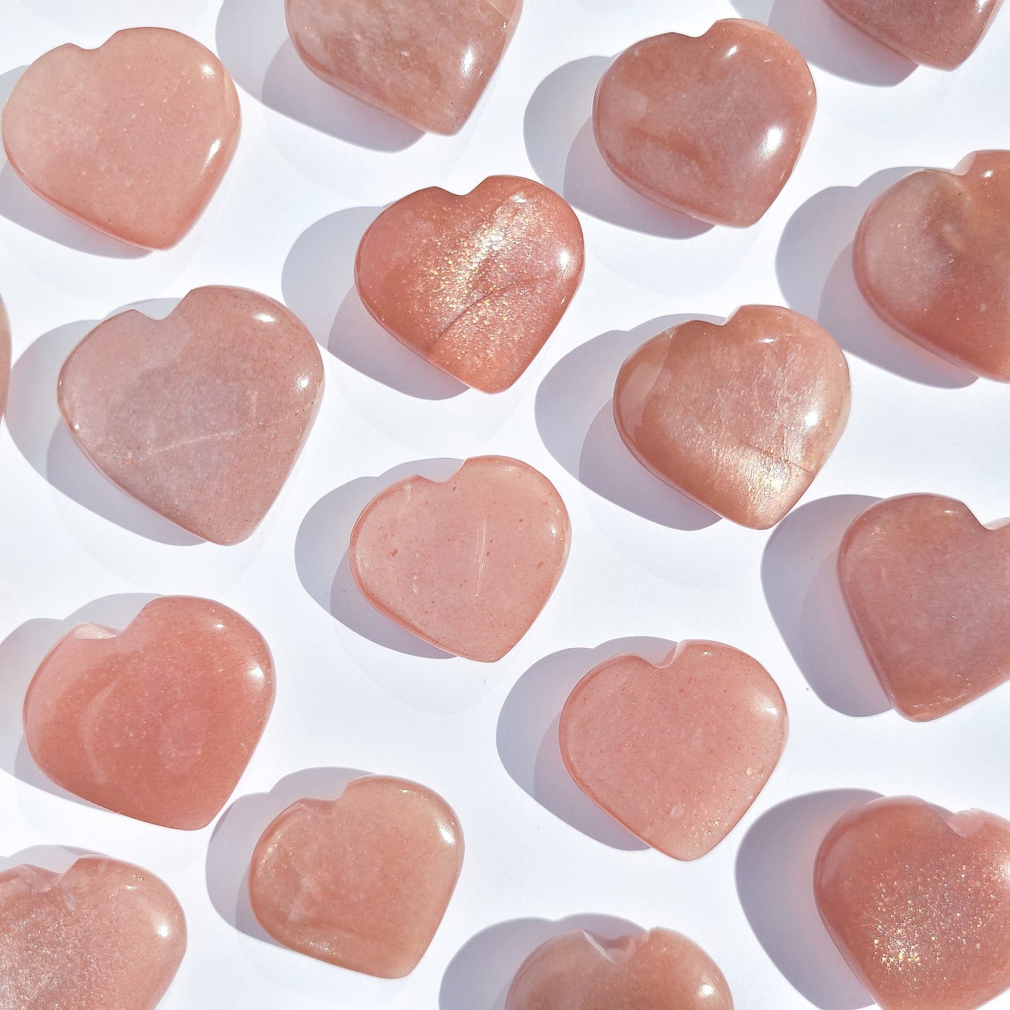 Rose Gold Moonstone mini heart (Peach Moonstone X Sunstone)
